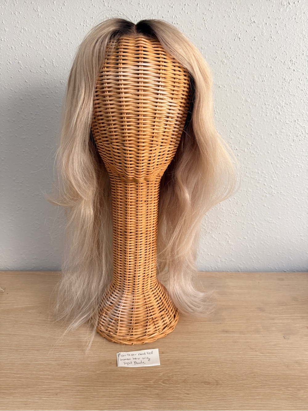 1F ear to ear hand tied human hair wig light blonde